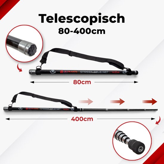 Ultimate Streetfishing Landingsnet + Telescopische Steel 4.00m - Schepnet van Merkloos — afbeelding 4