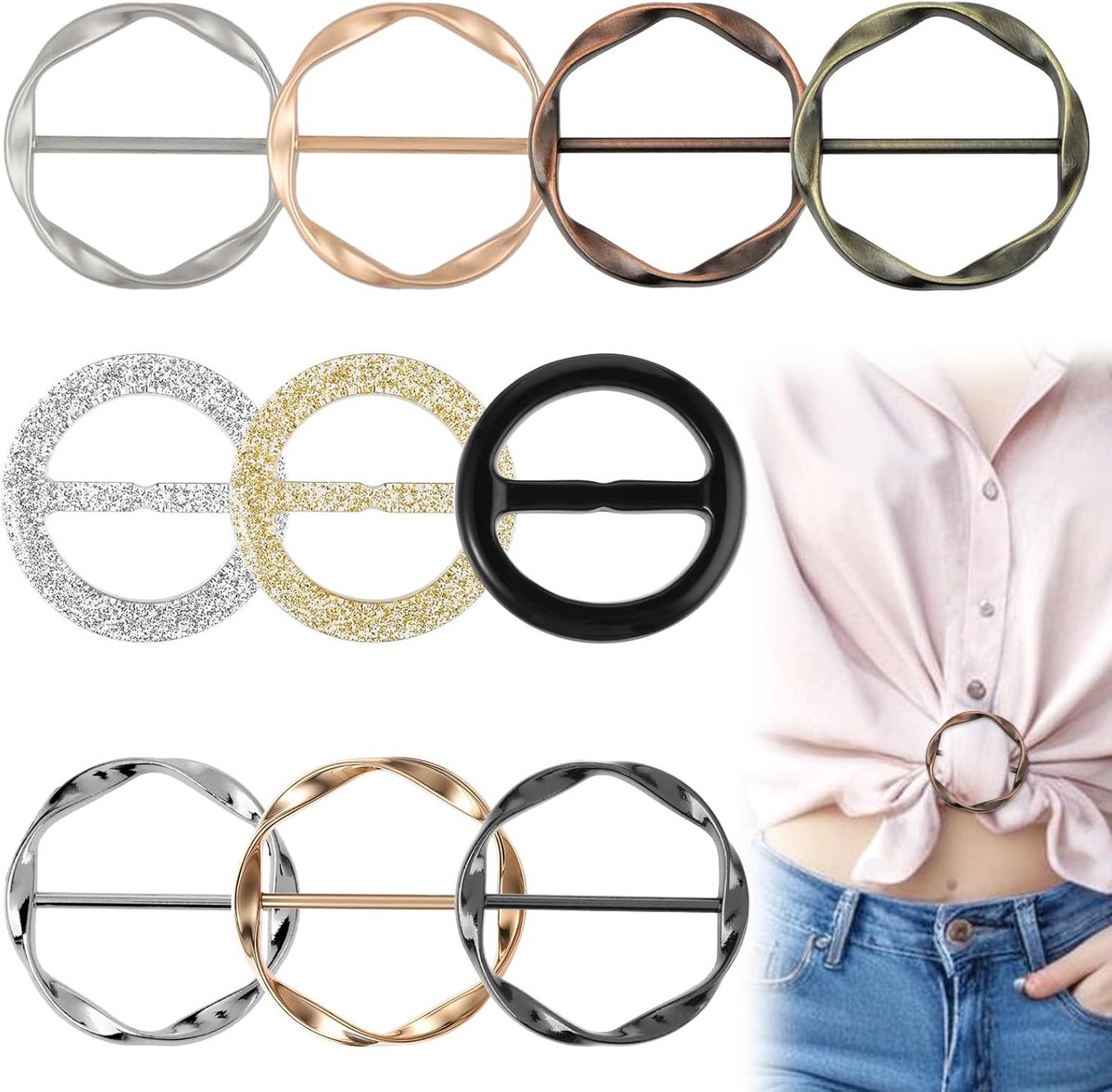 Kleding Clips - Sjaal Ringen - Stijl Creëren - Glanzend Design - 10 Stuks