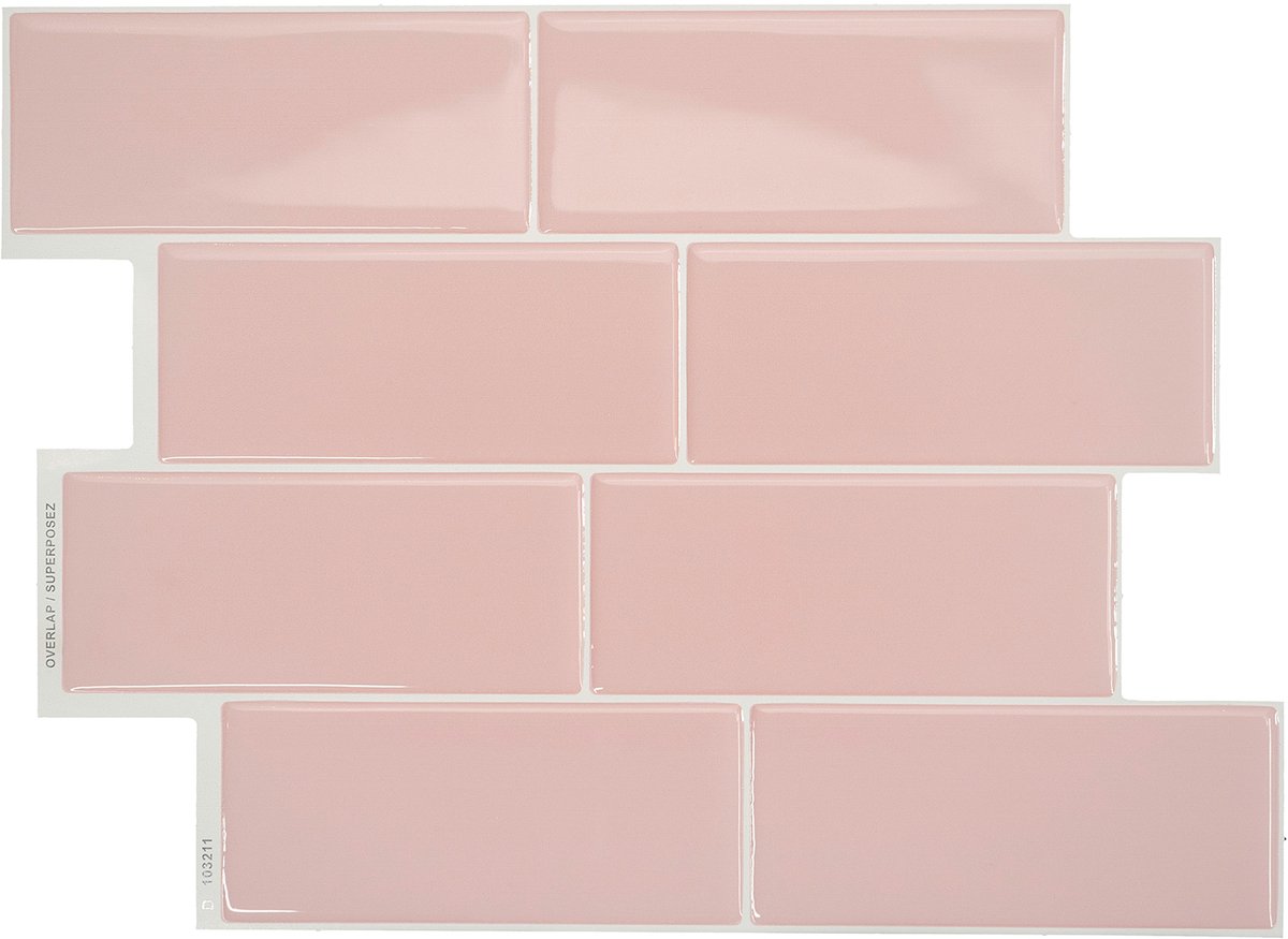 Smart Tiles Zelfklevende keuken achterwand voor keuken en badkamer Metro Roze 4 29,34x21,28 cm