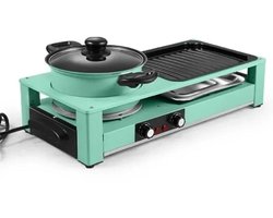 Delightness 3-In-1 Multikookmachine - Elektrische Grill - Hete Pot - Rookloze Barbecue - Tafelgrill - Grillplaat - Koken - Zwart