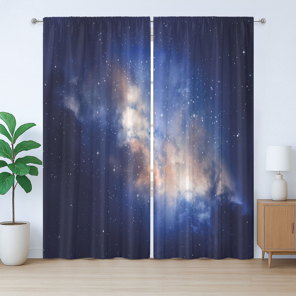 ABAKUHAUS Galaxy Rustiek Gordijn, Grote Ruimte, Slaapkamergordijn met Plissébanden, Lussen