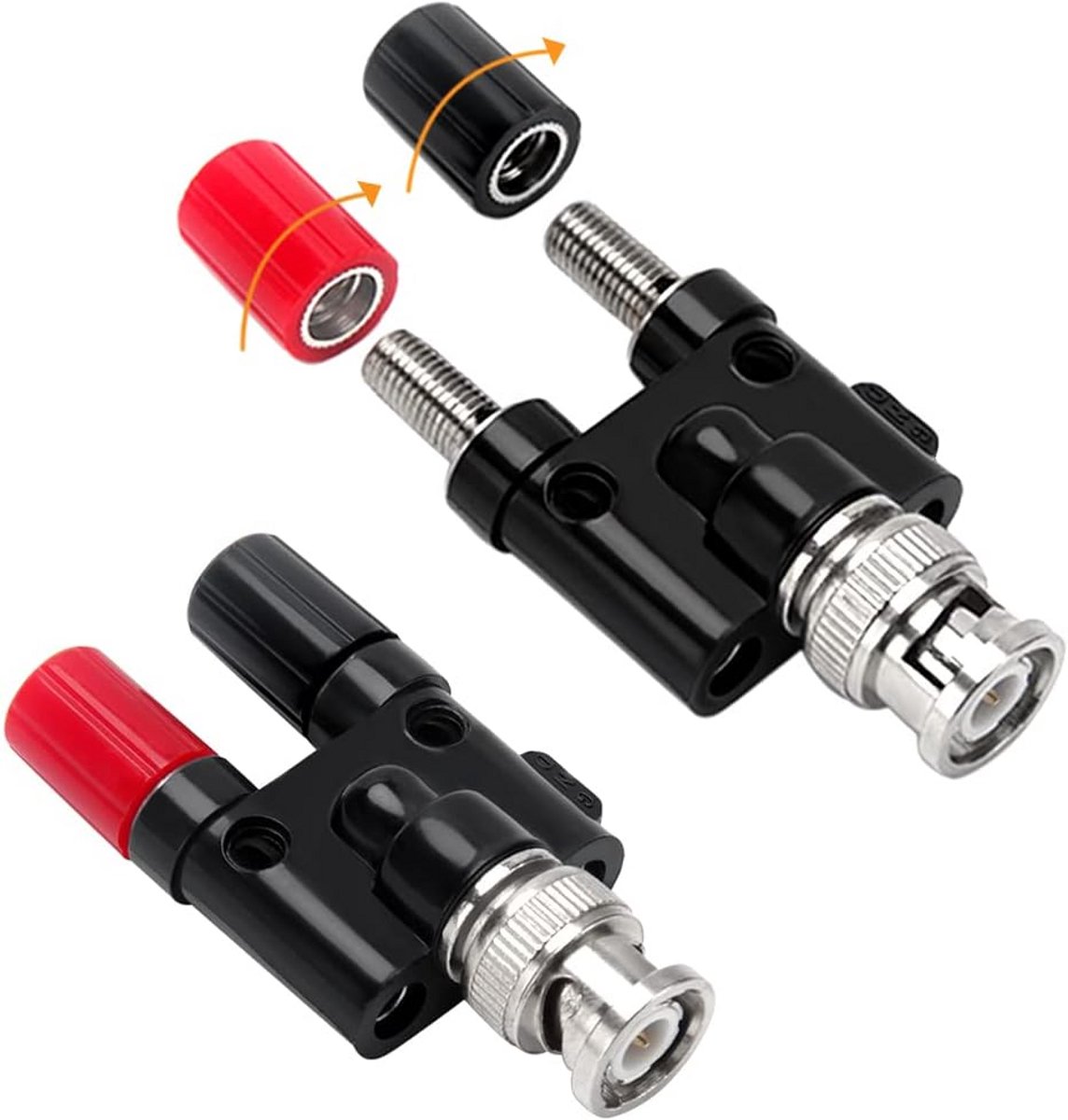 2-Pack BNC Mannelijk naar Dubbele Banaan Bindsplug Adapter voor Meetapparatuur