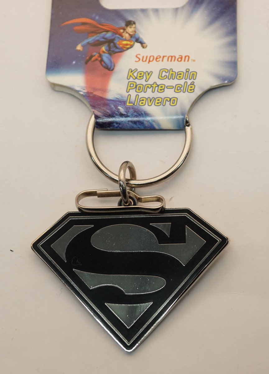 Sleutelhanger superman - metalen superman sleutelhanger - official licensed product superman sleutelhanger - superhelden sleutelhanger - superheld superman keyring - keyring superman zwart op zilver ondergrond