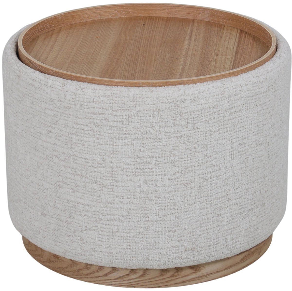 DÉJA Living Salontafel Marcia Beige/Naturel – Rond – Met Opbergruimte – Essenfineer – 55x55x42 cm