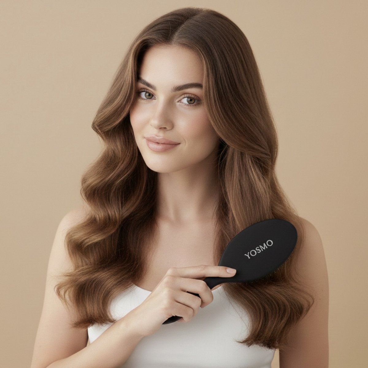 YOSMO Haar borstel Ultimate Shine - Zwijnenhaar - Boar Bristle Brush - Zwart