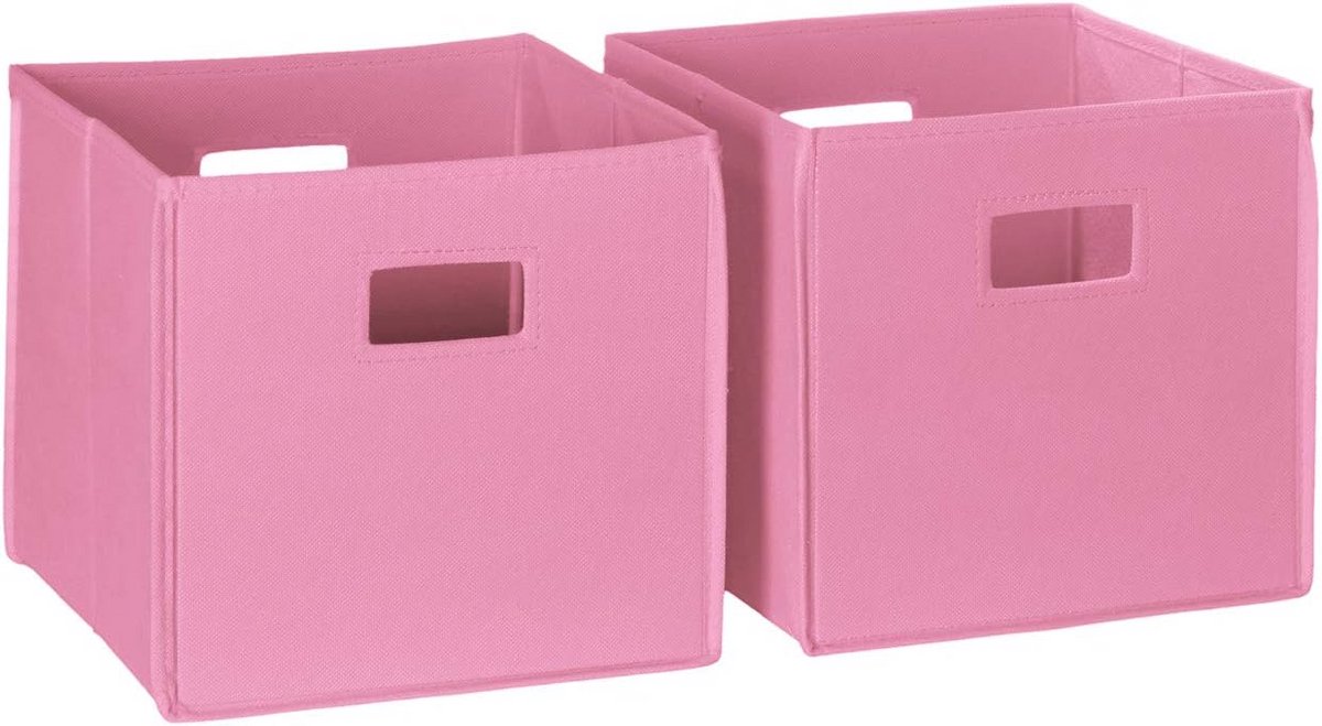 Set van 2 Opvouwbare Opbergbakken Roze voor Kinderkamer of Kledingkast