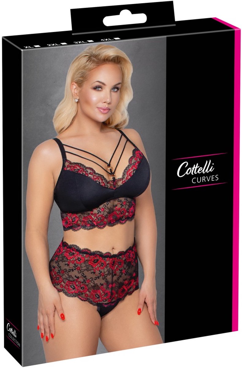 BH en Slip Set - Zwart & Rood