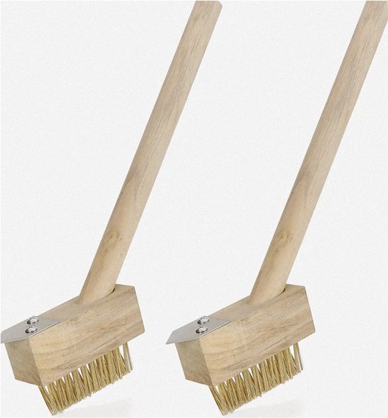 Onkruidborstel met stalen haren - 2 stuks - Houten steel — afbeelding 3