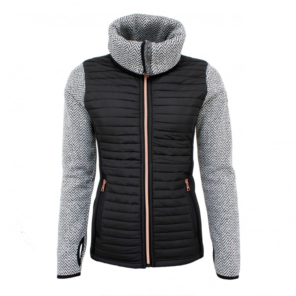 Fleece voor dames met gewatteerde inzetstukken Peak Mountain Zwart