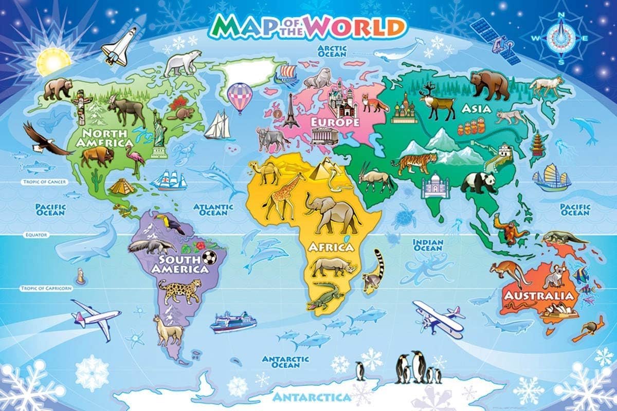 Puzzel van 1000 stukjes met gedetailleerde wereldkaart