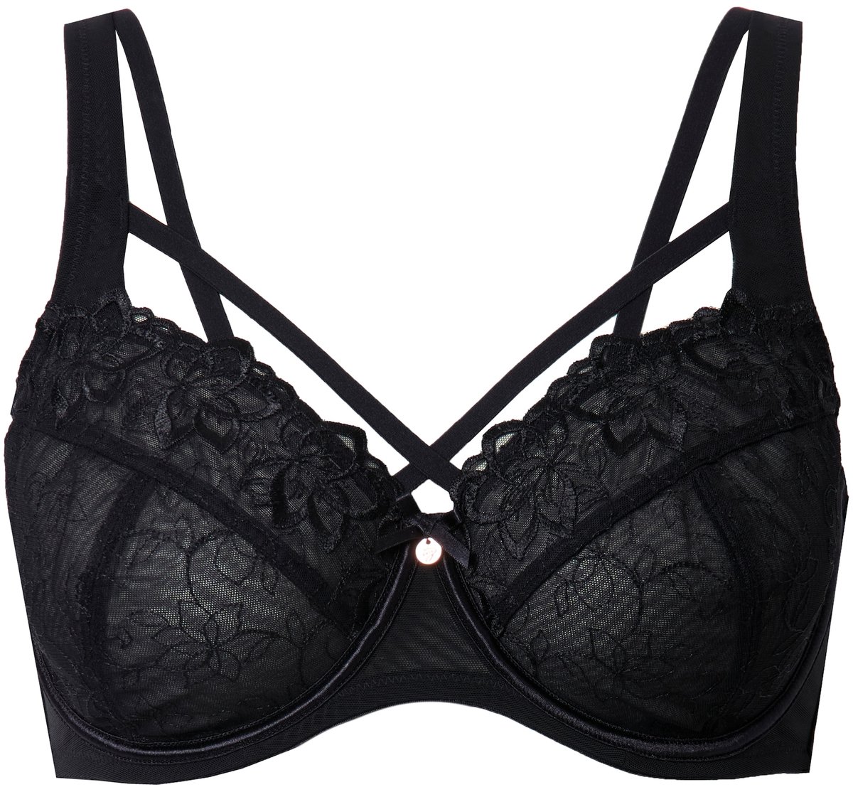TruYou - Dames - TruYou beugelbeha transparant kant sierbanden - Zwart - Maat 105D