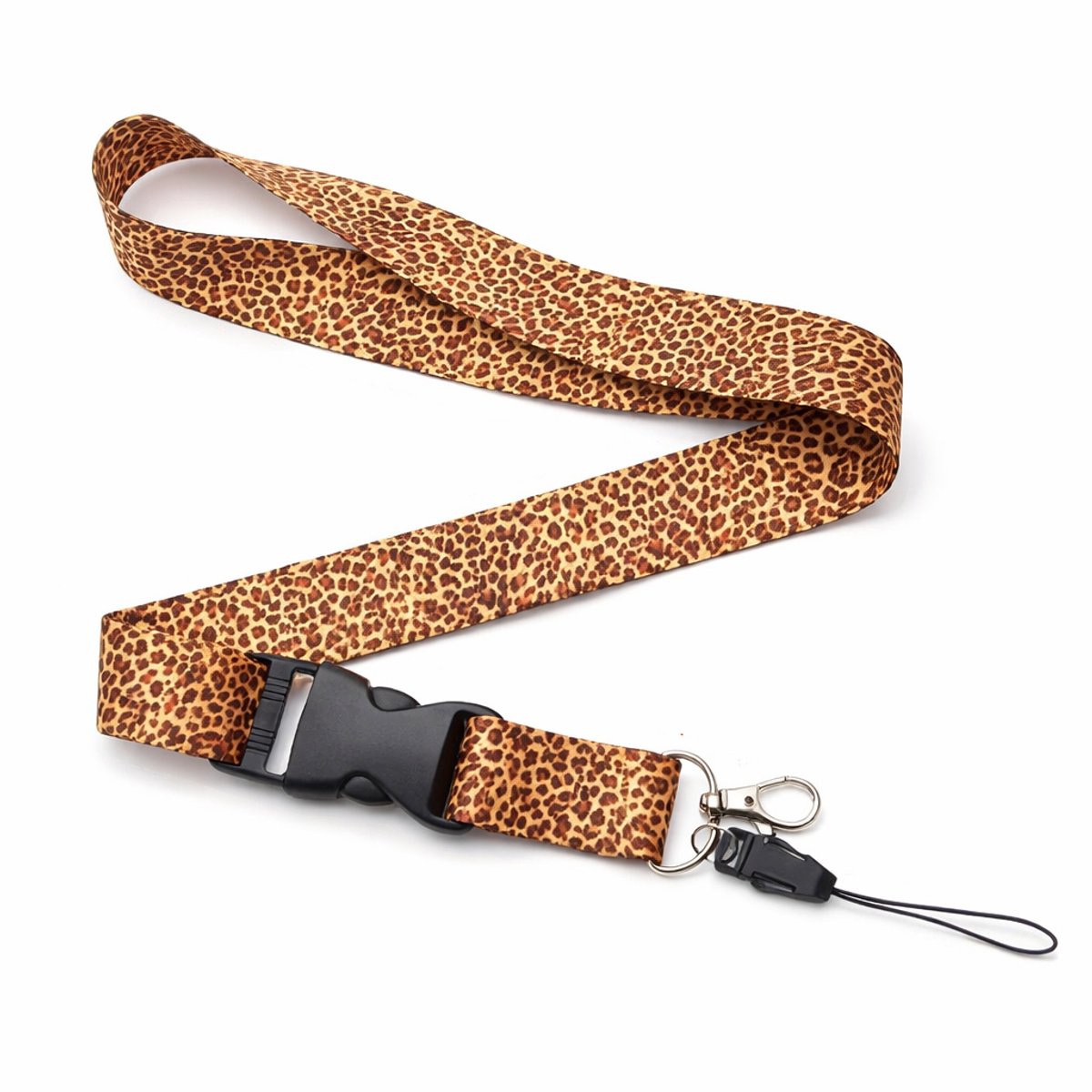 Travel Cords - Keycord Luipaardprint – Lanyard met Print – Sleutelkoord met Kliksysteem & Telefoonkoord