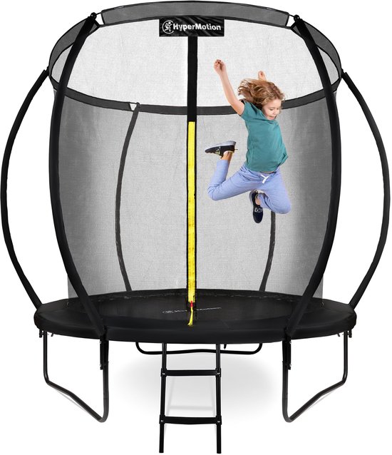 HyperMotion Kindertuintrampoline 3+, trampoline met ladder en binnennet voor huis en tuin, kinderspeelplaats, kindertrampoline, dubbele poten, 244 cm, 8 ft