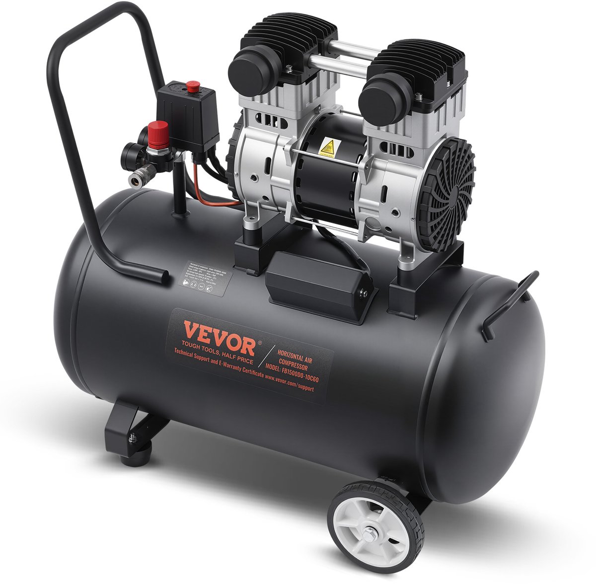 VEVOR Compressor 60l Luchtcompressor 125psi Perslucht 1,25kw Fluistercompressor