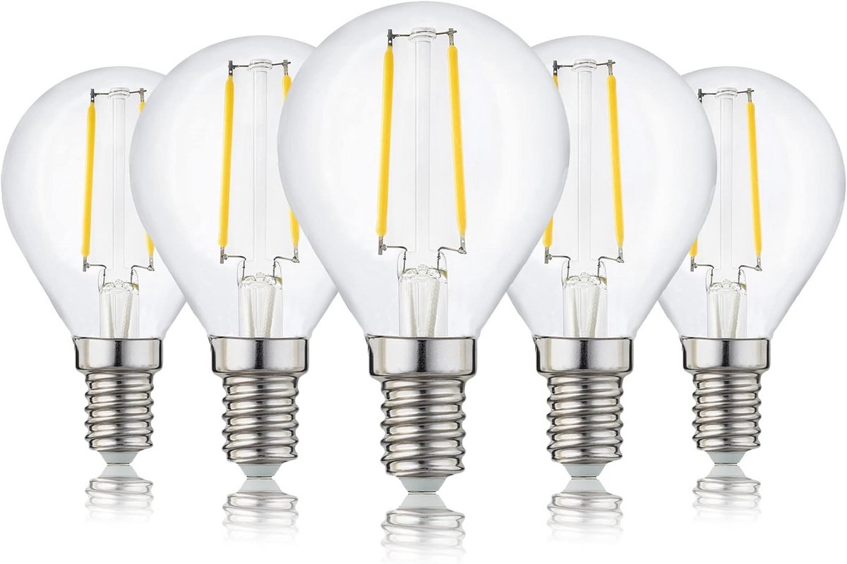 Set van 5 E14 LED Lampen 2.5W Warmwit Dimbare Vervanger 25W Gloeilamp