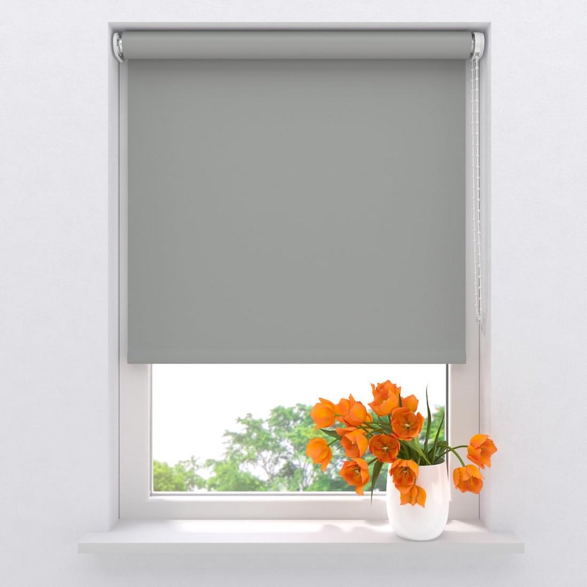 Verduisterend Rolgordijn Easy Base Lichtgrijs 150x190 cm