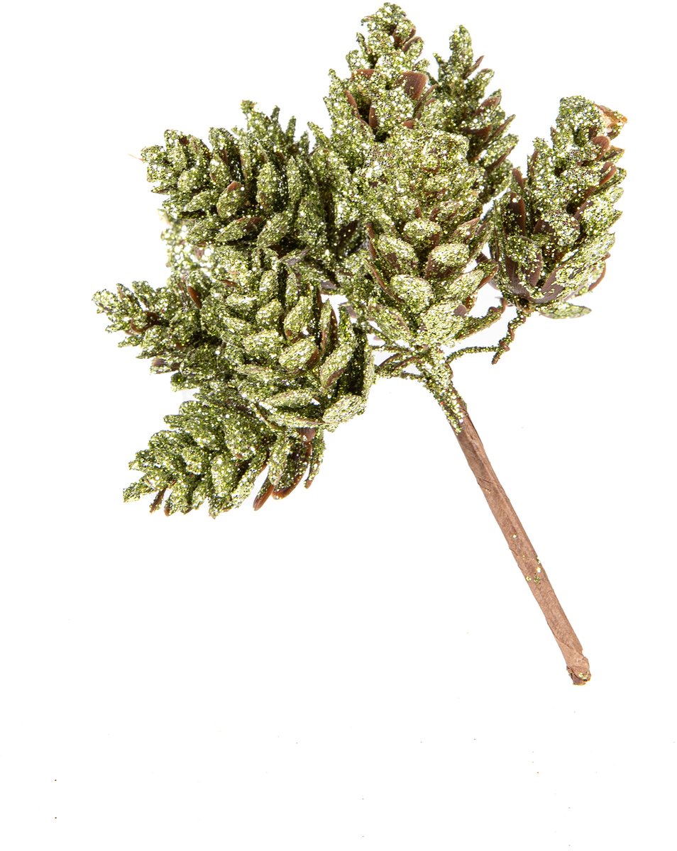 ARTYFETES - Takje 12 bevroren groene dennenappels 12,5cm kerstdecoratie