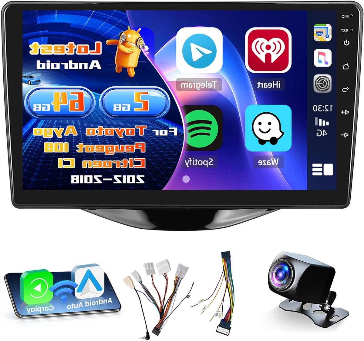 Autoradio – Multimedia Systeem – Touchscreen Radio – Android Auto – CarPlay Draadloos – 9 Inch Scherm – Android 13 Met 2GB RAM & AHD Achteruitrijcamera