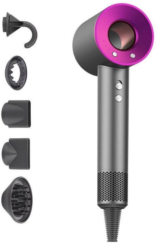 Fohn Fohnborstel met 5 Opzetstukken 1500W Antraciet - Fohn - €64,99