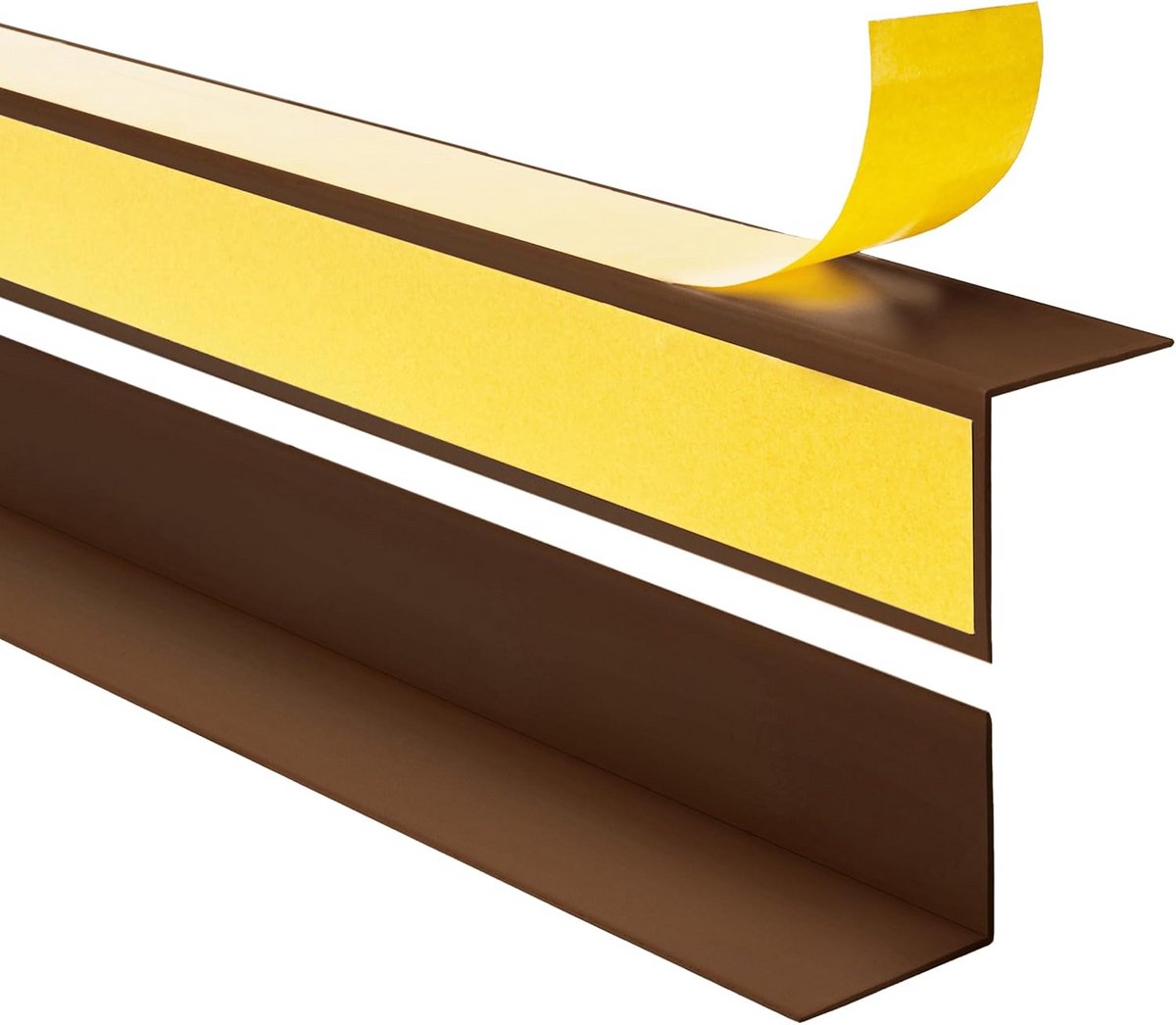 Zelfklevende Binnenhoek Beschermprofiel PVC Bruin 30x30mm 100cm