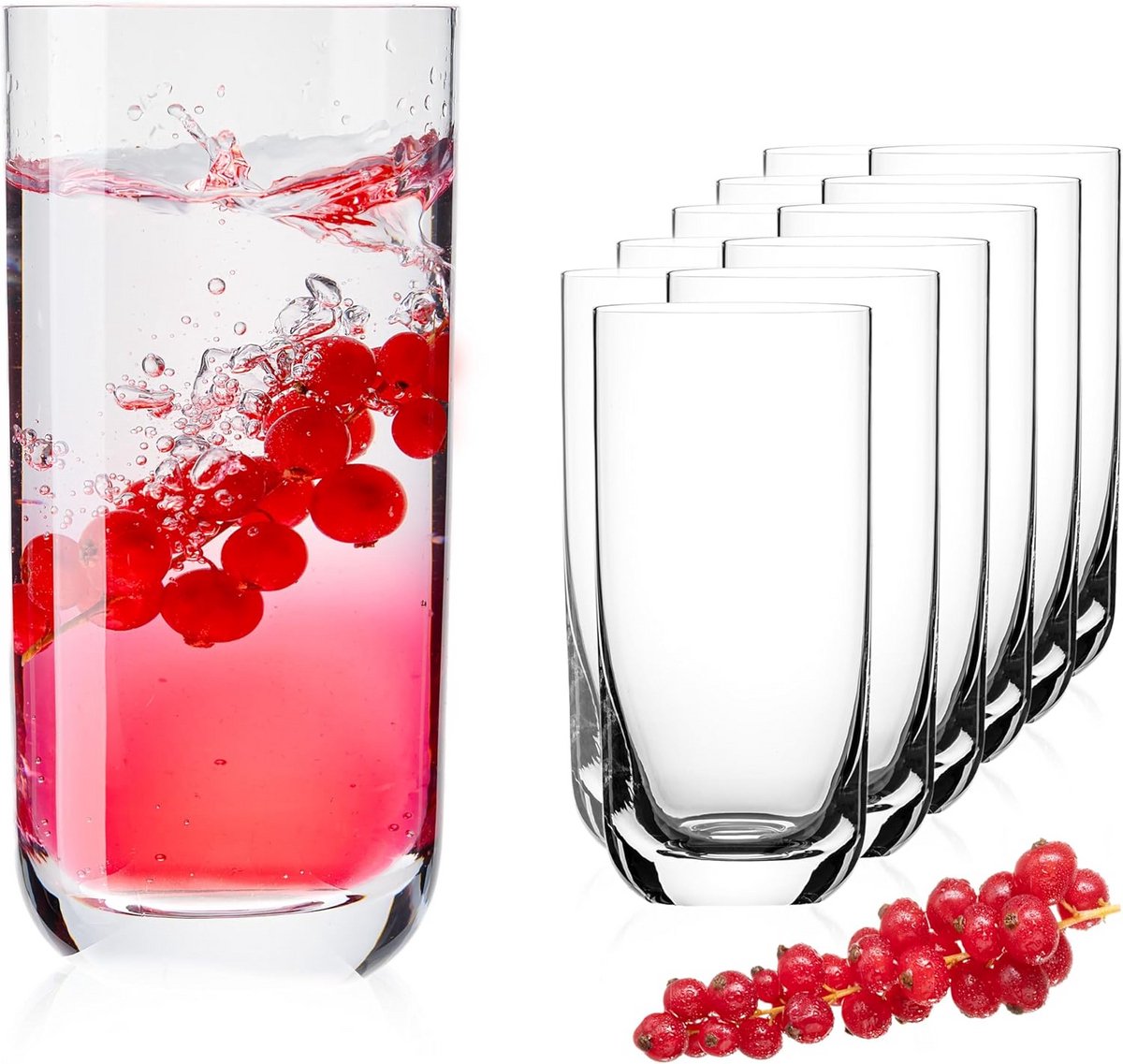 Set van 12 Stijlvolle Longdrinkglazen voor Water, Sap en Cocktails (330ml)