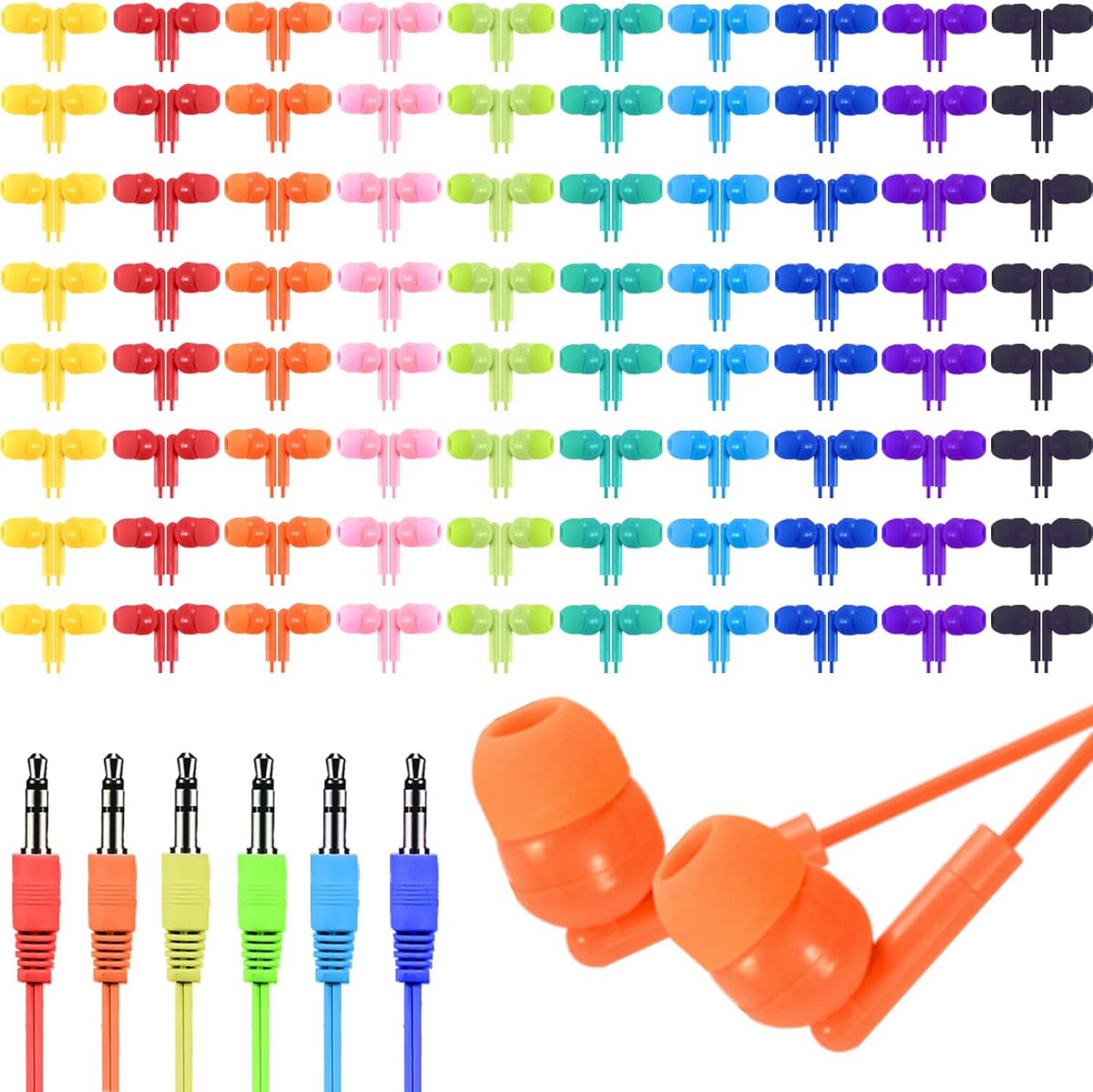 50 Stuks Bulk Oordopjes Kinderen met 3,5 mm Aansluiting voor School en Chromebook