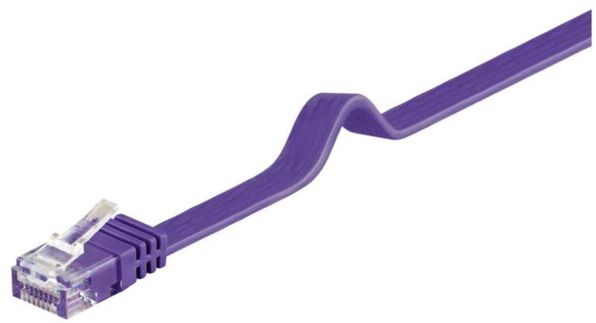 platte CAT 6 U/UTP netwerkkabel met RJ45 connectoren, ideaal voor discrete installatie