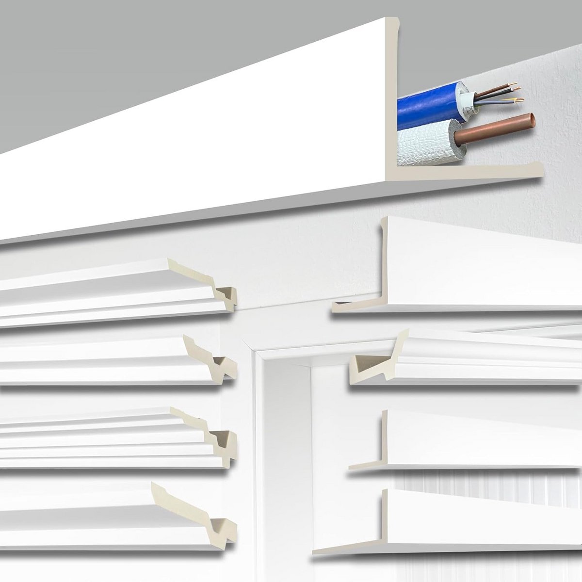 Kabel- en Buisafdekking Wit Schuim 2 Meter voor Plafond en Verwarming