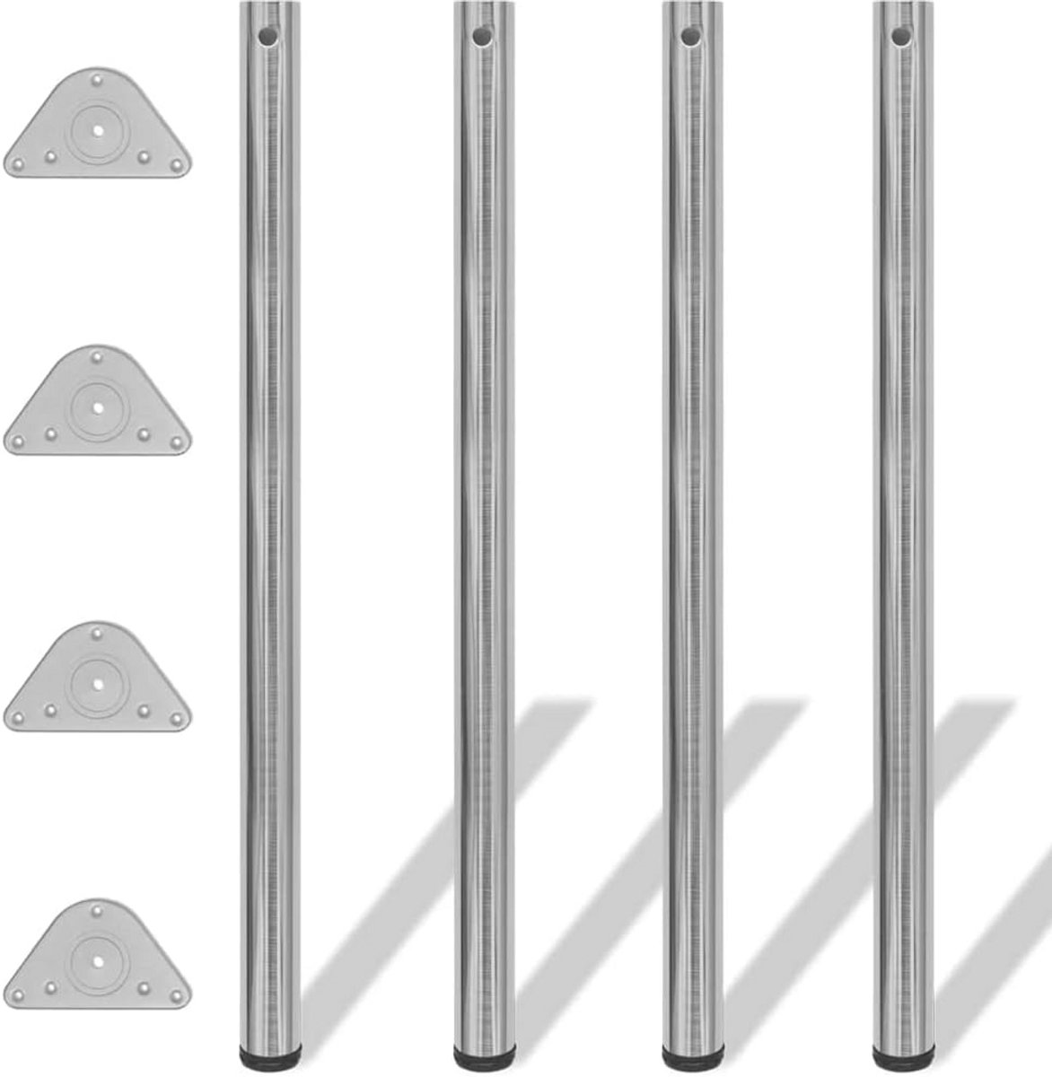 Set van 4 In Hoogte Verstelbare Tafelpoten 1100 mm Geborsteld Nikkel