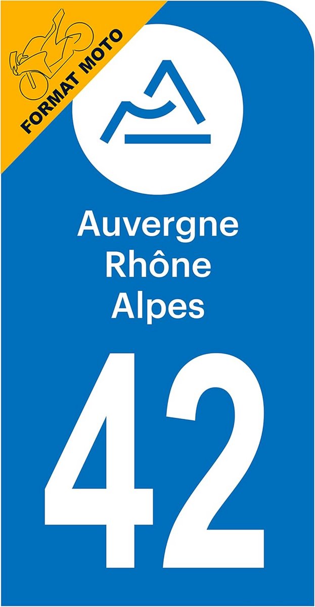 Departement Sticker 42 Loire Code voor Scooter en Motor Nummerplaat