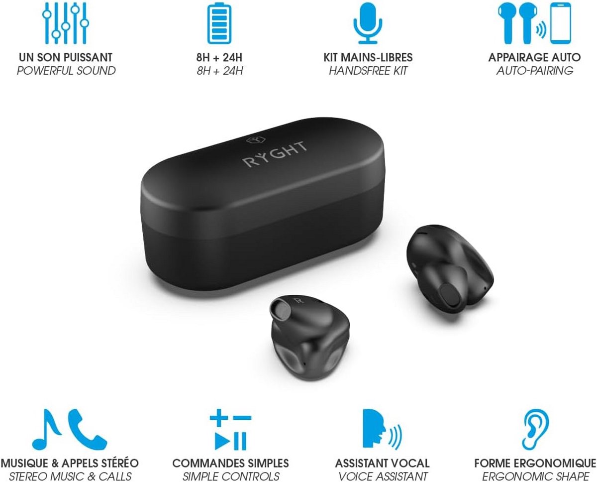 True Wireless Oordopjes met Oplaadcase - Zwart - Bluetooth 5.0 & Handsfree Bellen