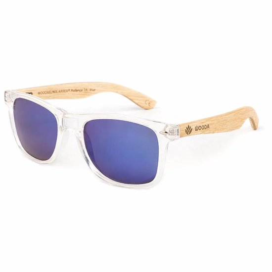Wooda® Zonnebril Wayfarer - Blauw Transparant - Gepolariseerd - Wooda Pollença Tr/Blue Azul Revo — afbeelding 2
