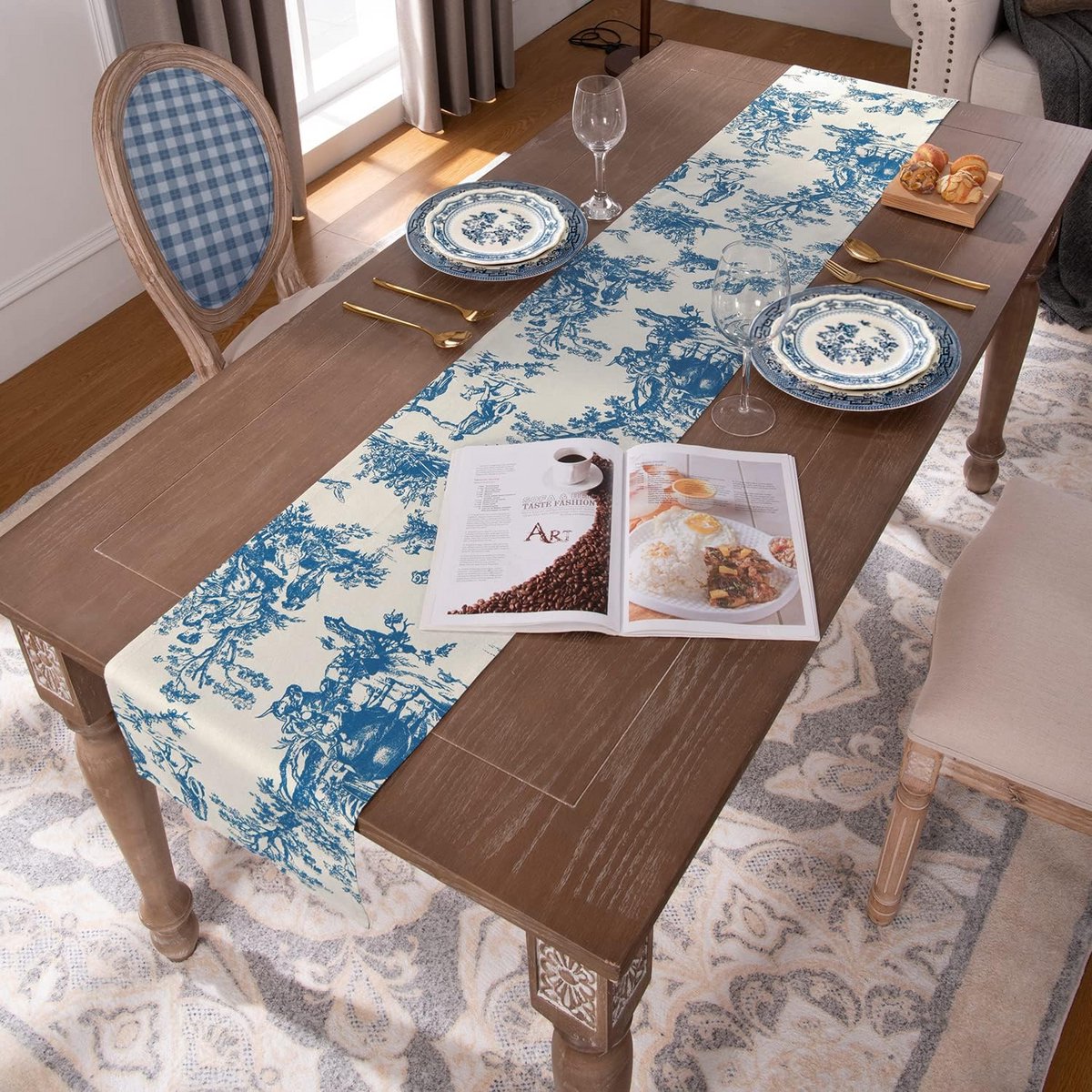 Blauwe Tafelloper 12x72 Inch voor Keuken en Eettafel