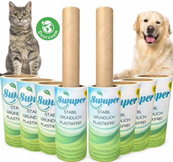 Swuper Kledingroller voor Kattenhaar & Hondenhaar Verwijderaar - Kleefroller voor Huisdierharen met 480 Kleefvellen - Pluizenroller voor Kleding - Pluizenverwijderaar - Kledingroller Kleefroller