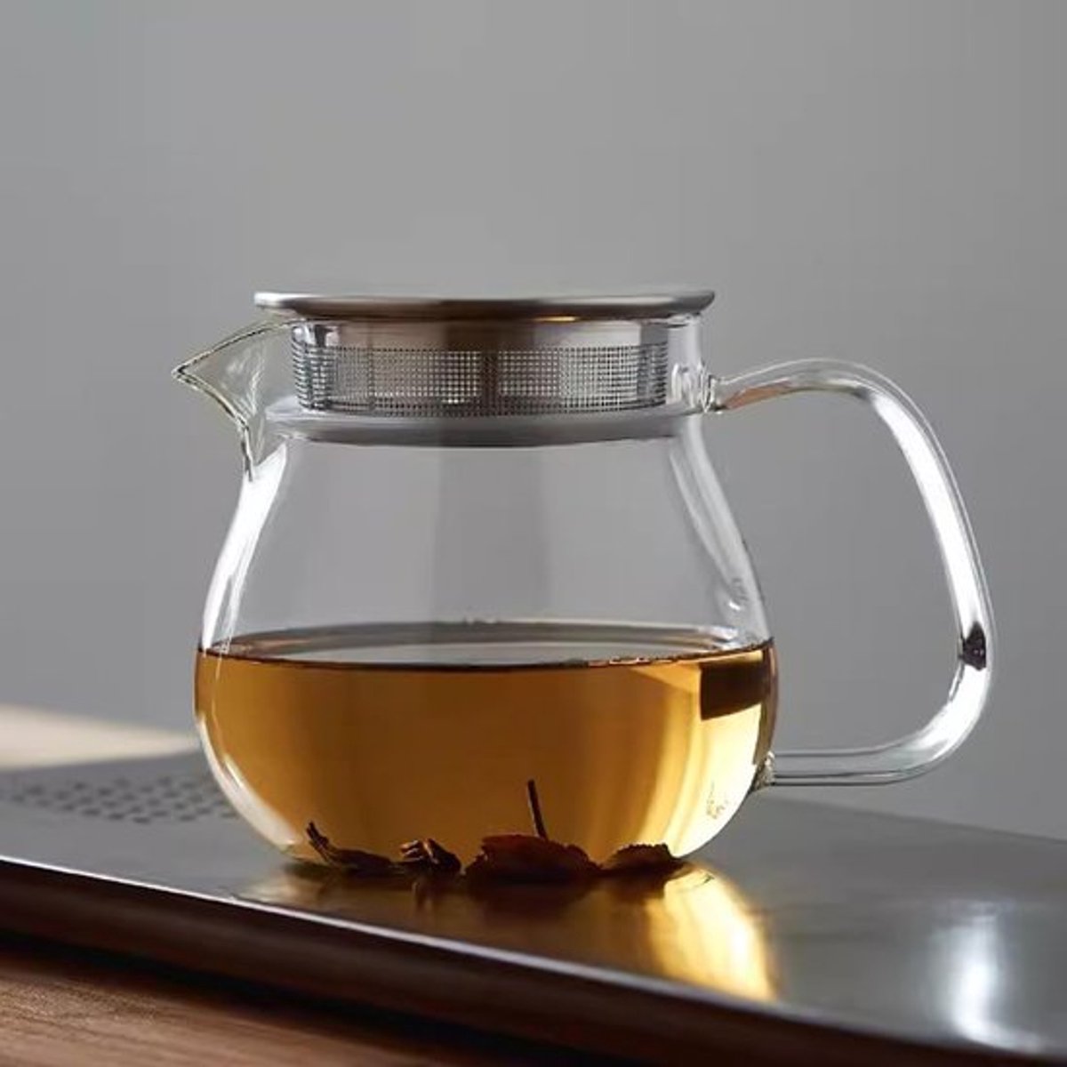 Candala Glazen theepot met roestvrijstalen zeefomrand deksel, 500ml
