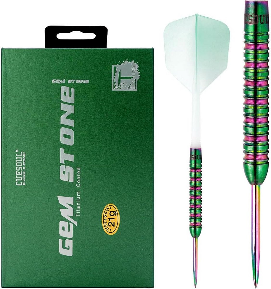 Stalen Tip Darts Set 21g - 90% Tungsten Professionele Darts met Titanium Coating en Kleurrijke Vluchten