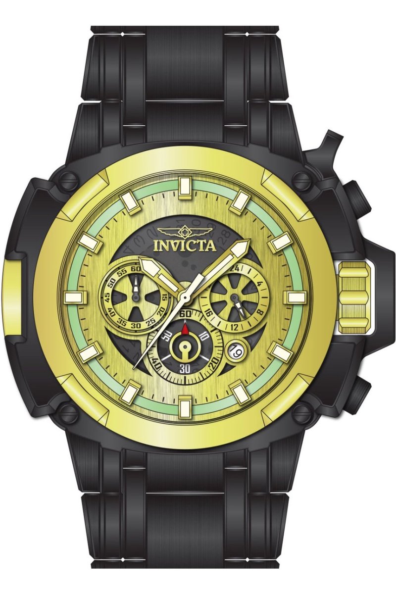Invicta Coalition Forces 49774 Heren Horloge - Waterdicht - Analoog - Quartz Uurwerk - Roestvrij Staal met gouden Wijzerplaat - 60mm