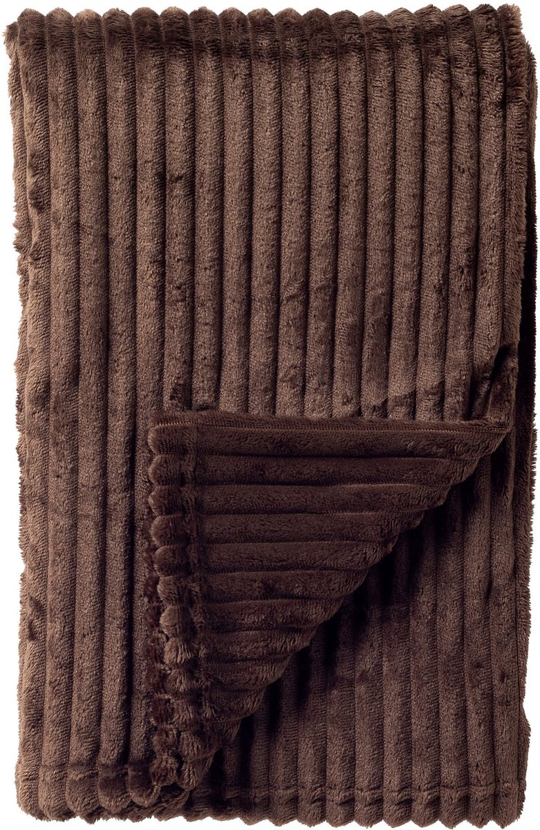 Dutch Decor MARTHY - plaid 140x180 cm - ribfluweel - gerecycled - Chocolate Martini - bruin Donkerbruin