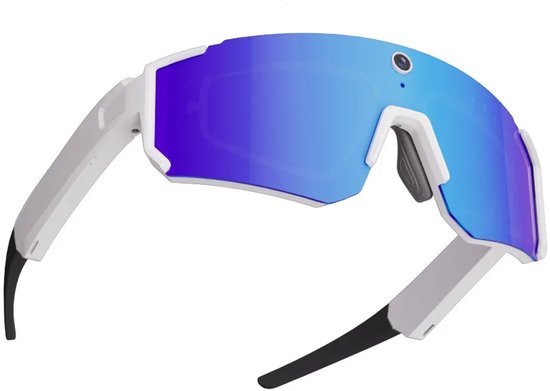 HOB Smart AI VISION PRO - AI Sportbril met Camera - Smart Glasses - 360° Surround sound - Object Herkenning - Sport Bril - Fietsbril - Zonnebril - WIT