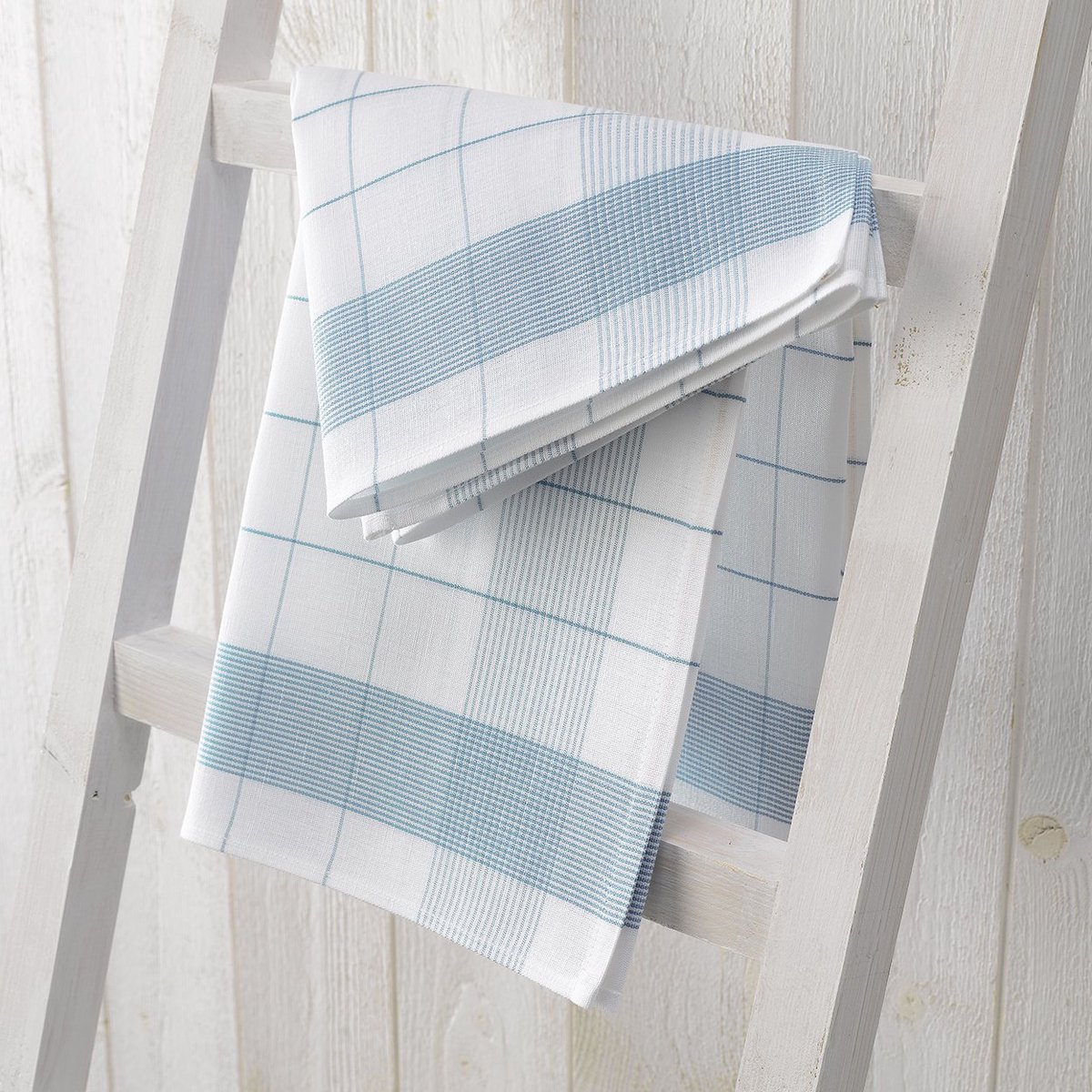 De Witte Lietaer Theedoek Mixte, Aqua - 2 stuks - 65 x 65 cm - Katoen/Linnen