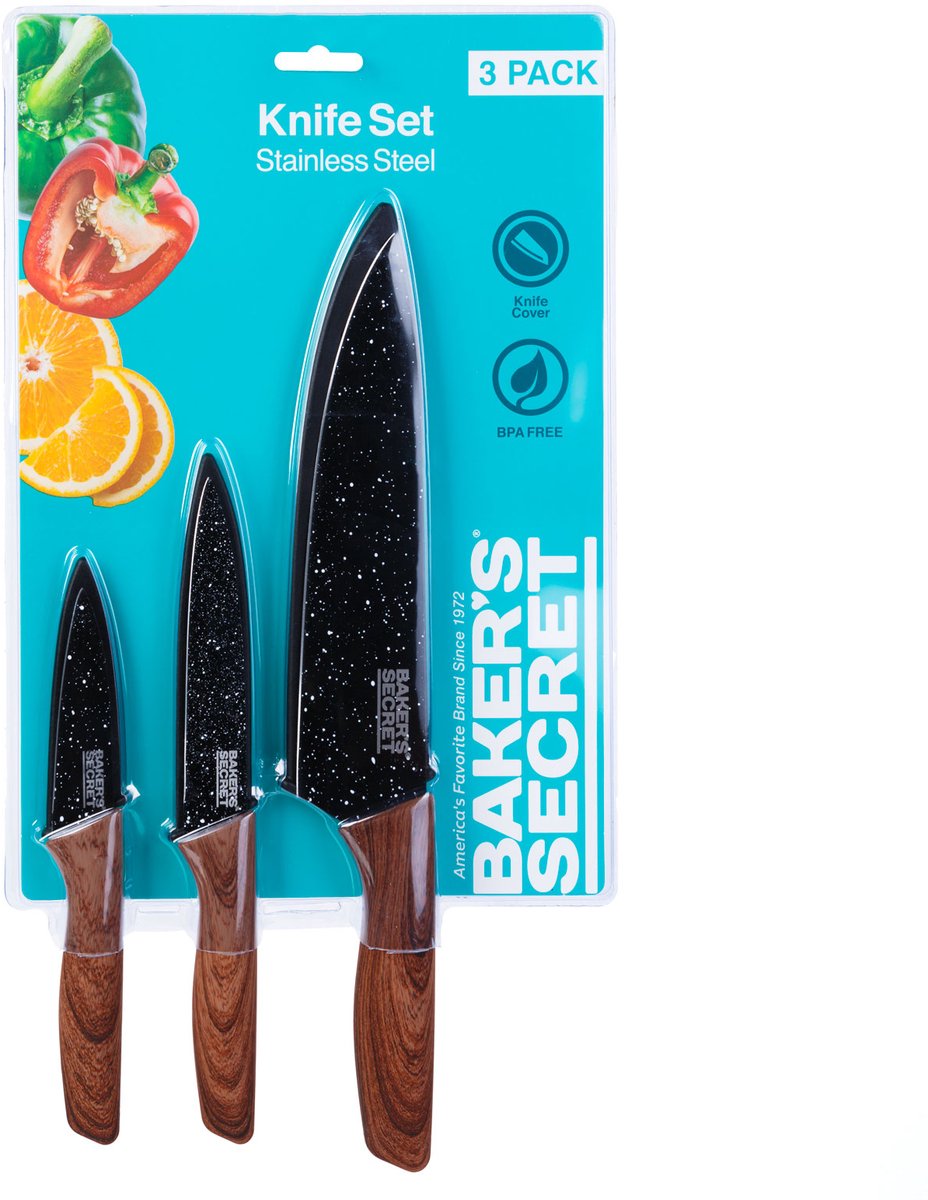 Baker’s Secret Messenset – 3-delig – Inclusief Beschermhoezen – RVS – Zwart [DA00991]