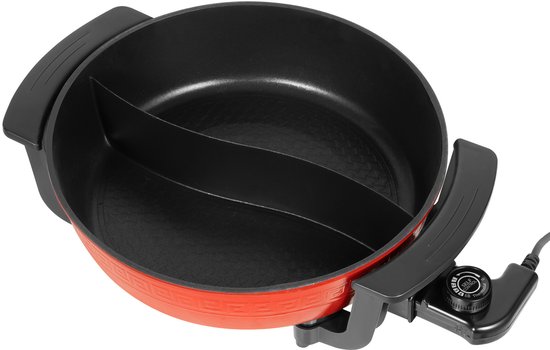 Rolu Hotpot - Hotpot Electrisch - Soepketel - Hotpot Pan - Chinese Fondue - 6 Liter - 38.3 x 11 CM - 1360W - Rood — afbeelding 4