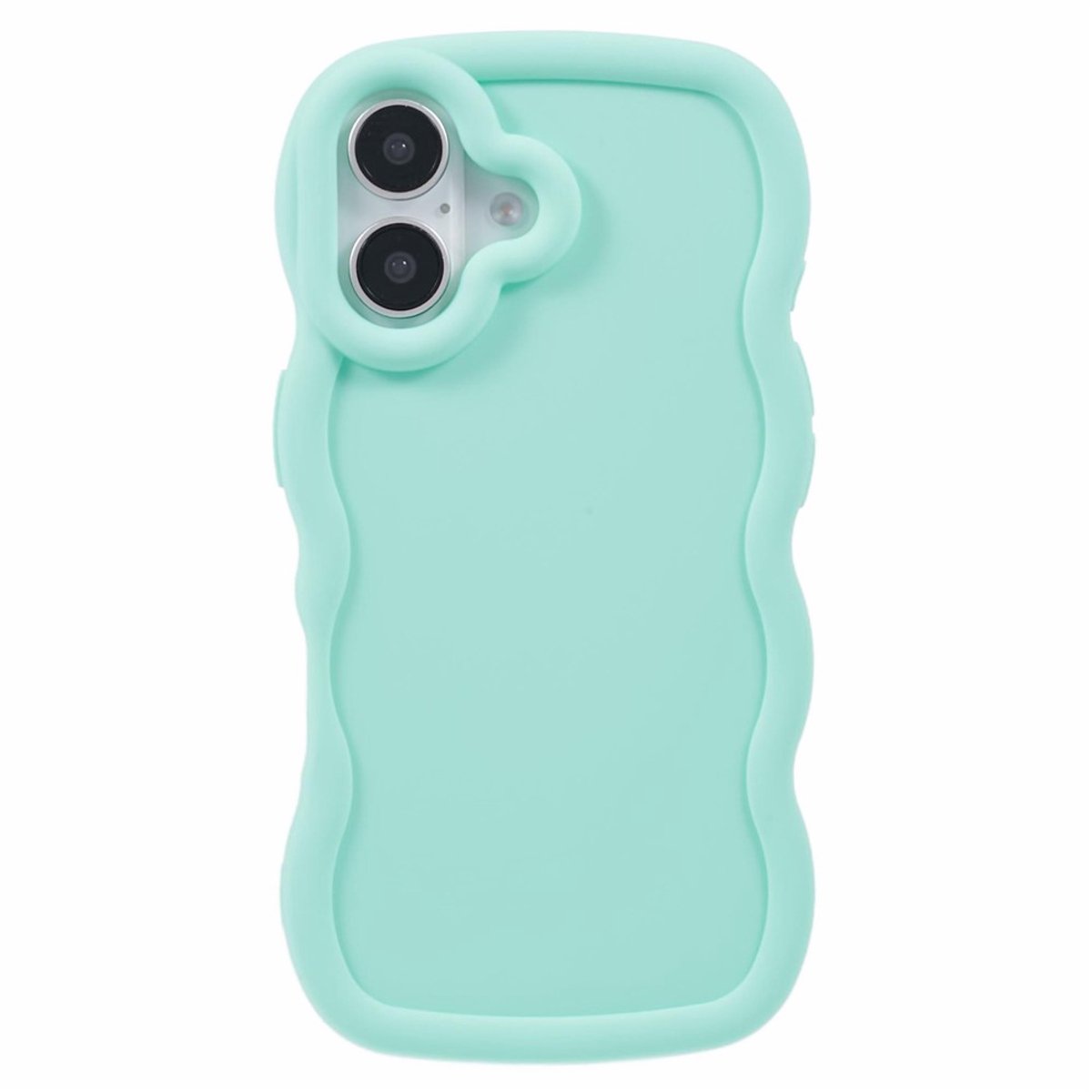 Hoesje geschikt voor Apple iPhone 16 Plus - Phonesta Wavy Silicone Back Cover - Mintgroen