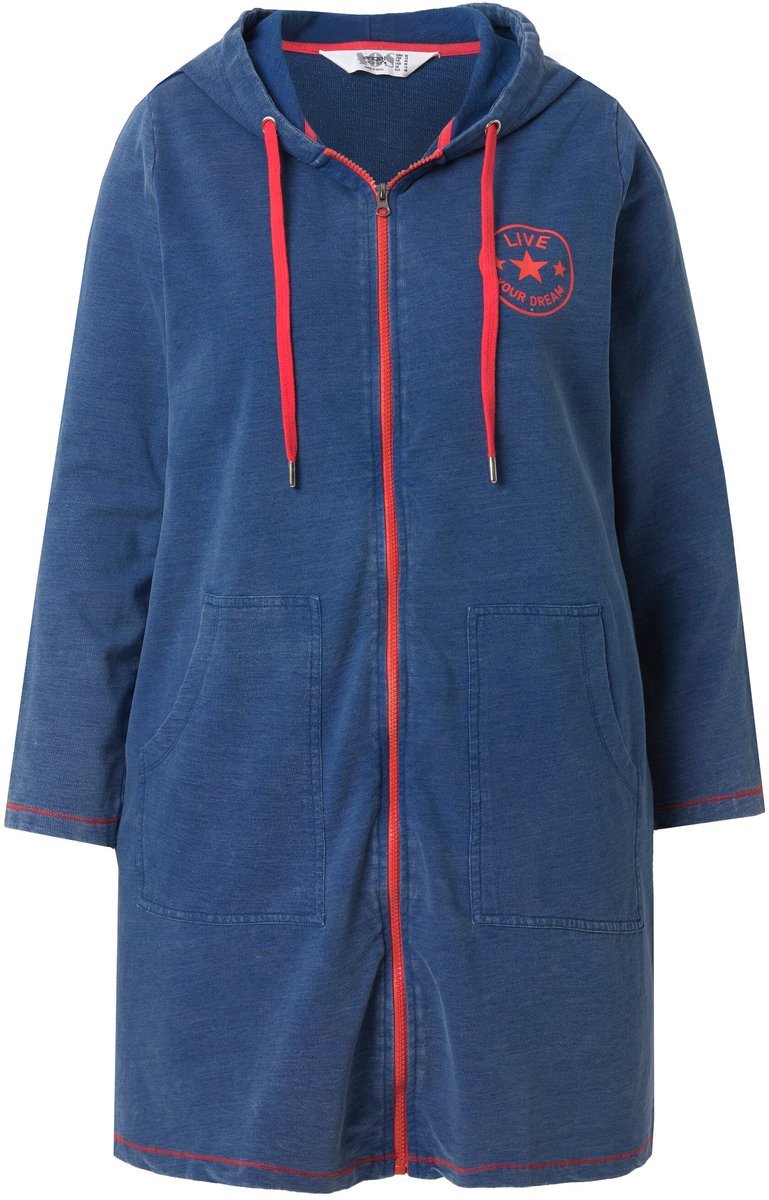 Angel of Style - Dames - Sweatjas langer en comfortabel model capuchon - Blauw denim - Maat 58