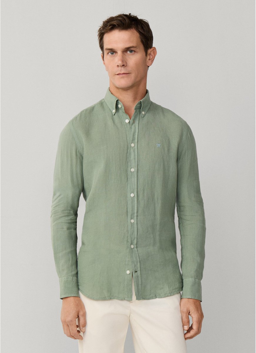 Hackett London Linnen getailleerd overhemd