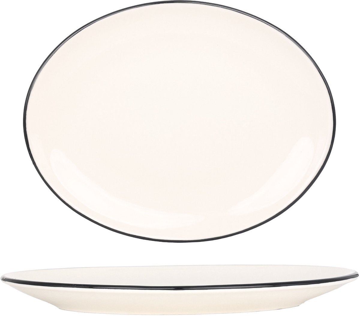 Bonna Serveerschaal - Linea Black - Porselein - 31x24 cm - set van 2