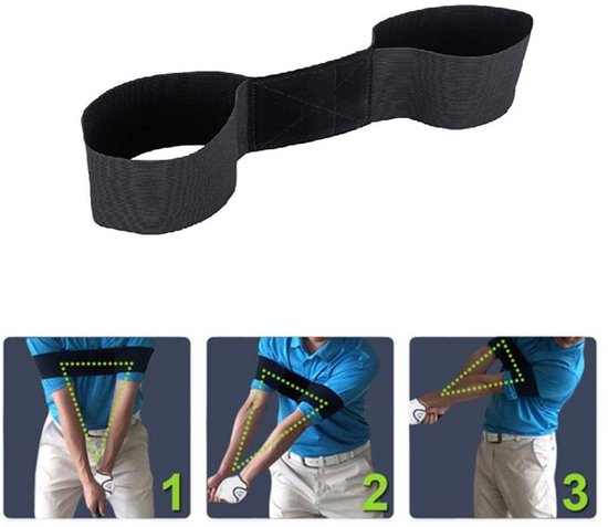 Swing- en Grip-Trainer - Zwarte Grip Trainer + Swingcorrectie Band - Golf Trainingsmateriaal - Golf Spullen van Merkloos — afbeelding 3