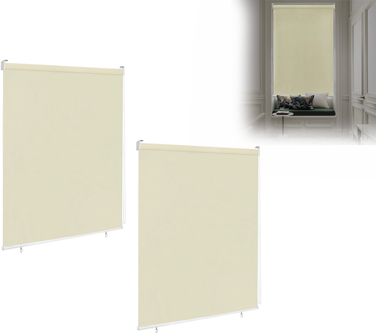 Aufun Verticale Zonwering - 2 Stuks - 140 X 140 cm - Beige - Inkijkbescherming - Luifel - Geschikt Voor Balkons, Terrassen En Tuinen