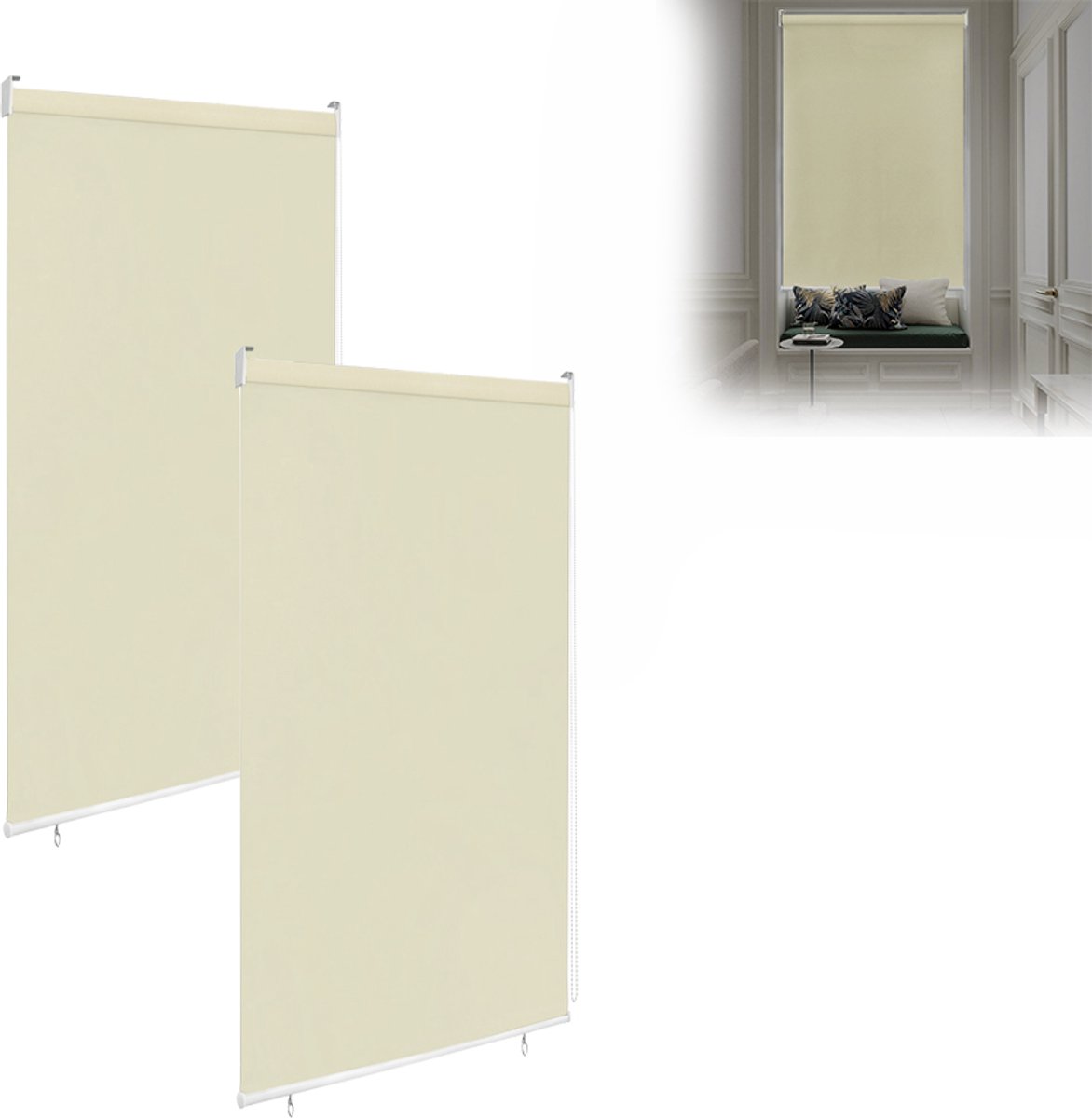 Aufun Verticale Zonwering - 2 Stuks - 140 X 240 cm - Beige - Inkijkbescherming - Luifel - Geschikt Voor Balkons, Terrassen En Tuinen