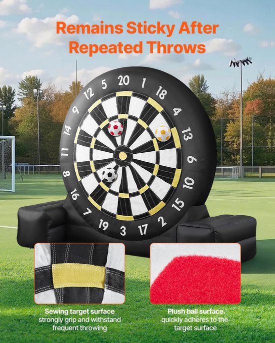 VEVOR Opblaasbaar Voetbal Dartbord 3,05 M met 9 Kickballs Dartbordspel van vevor — afbeelding 5